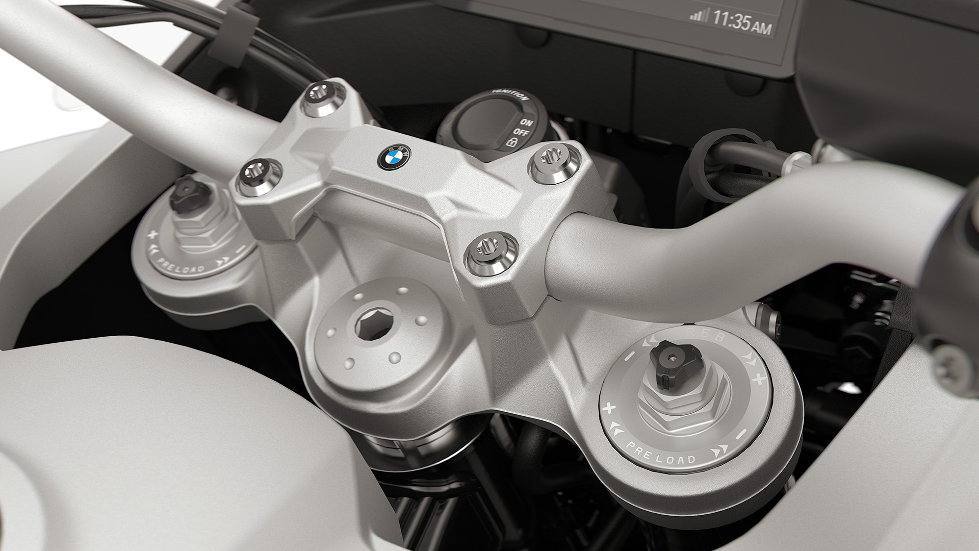 The adjustable fork of the F 900 GS Adventure from BMW Motorrad