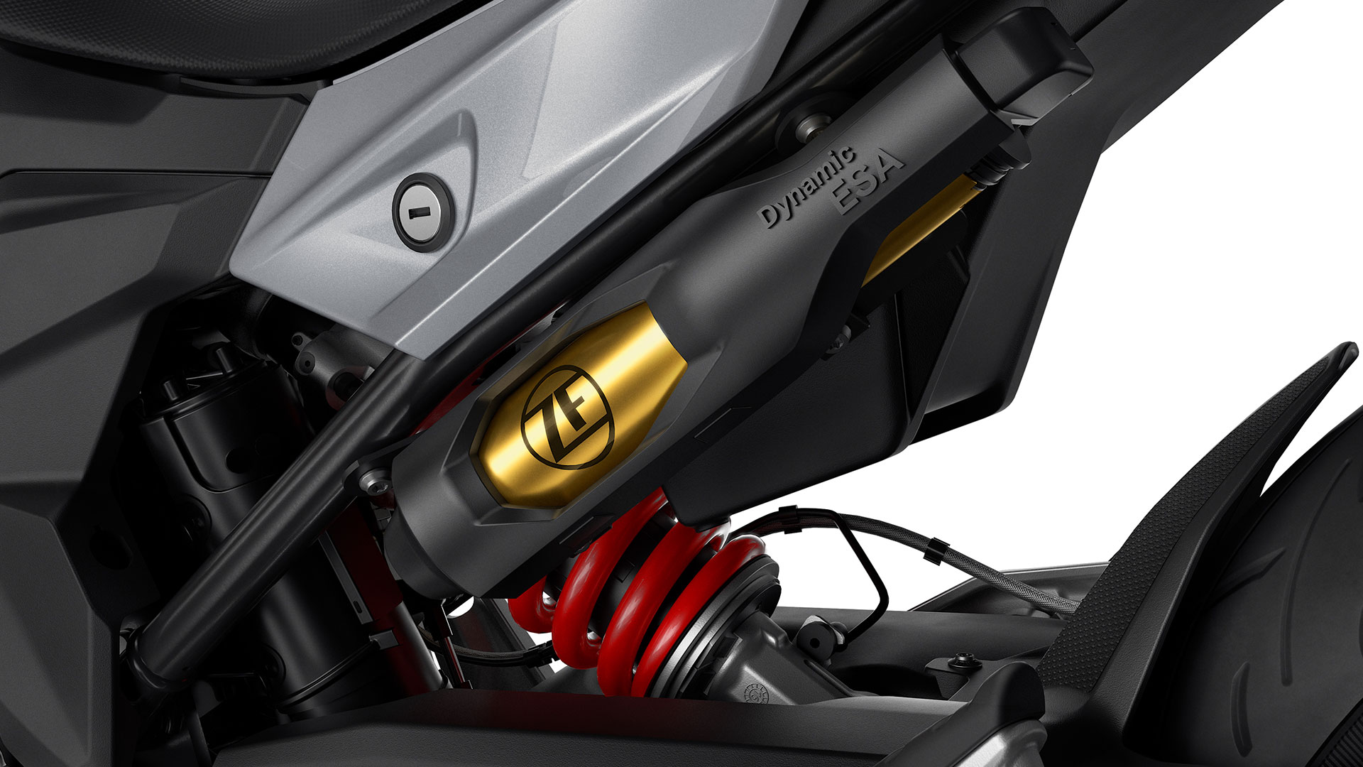 We see the electronically adjustable suspension, the Dynamic ESA.